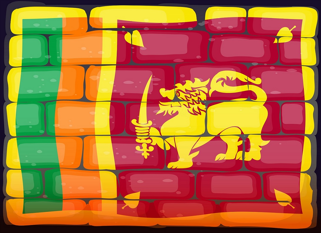 Sri Lanka flag on brickwall